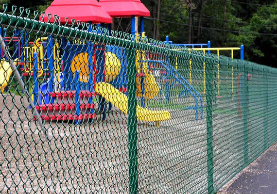 Green Vinyl Coated Chain Link Fence - Siena Fence - Fence Company Near Me